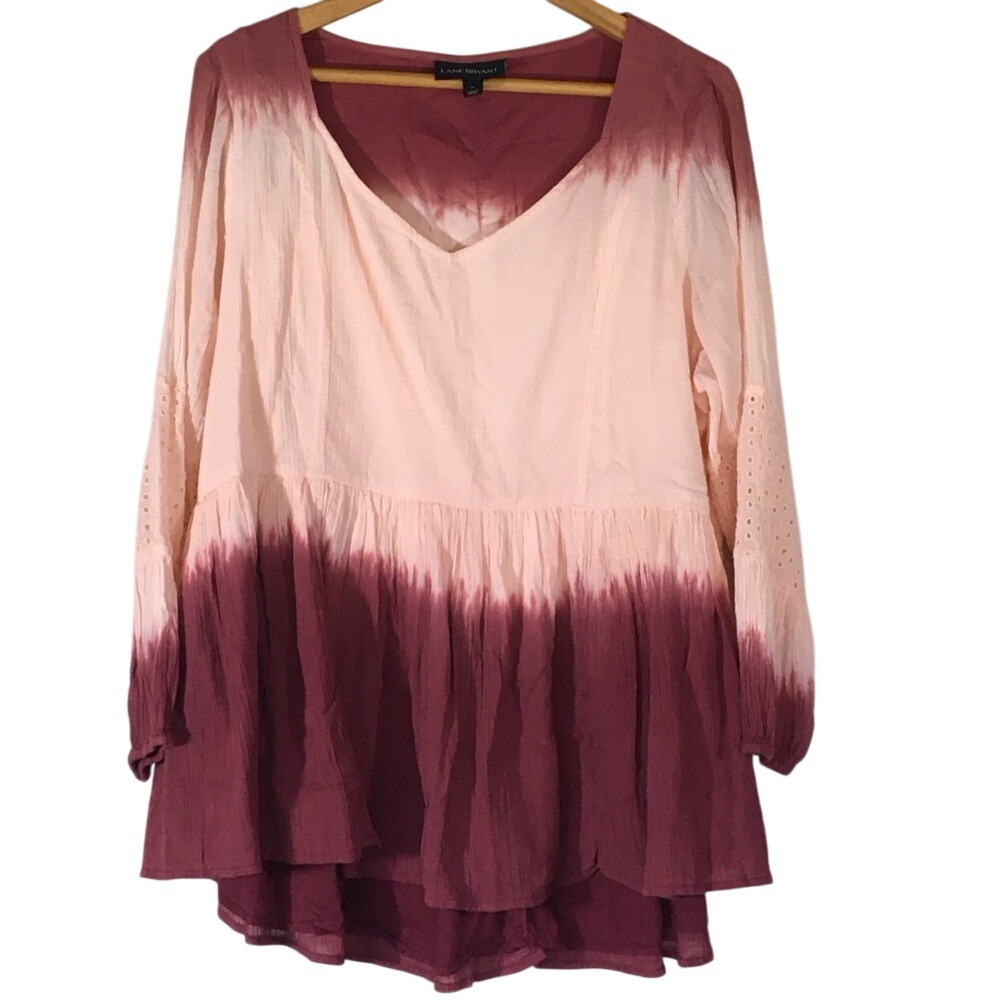 Lane Bryant Pink to Burgundy Ombre Peasant Top